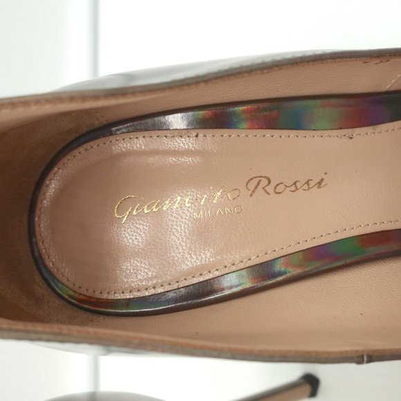 GIANVITO ROSSI ELLIPSIS HIGH BACK PUMPS HOLOGRAPHIC LEATHER SIZE 39 POINTED TOE - Picture 10 of 12